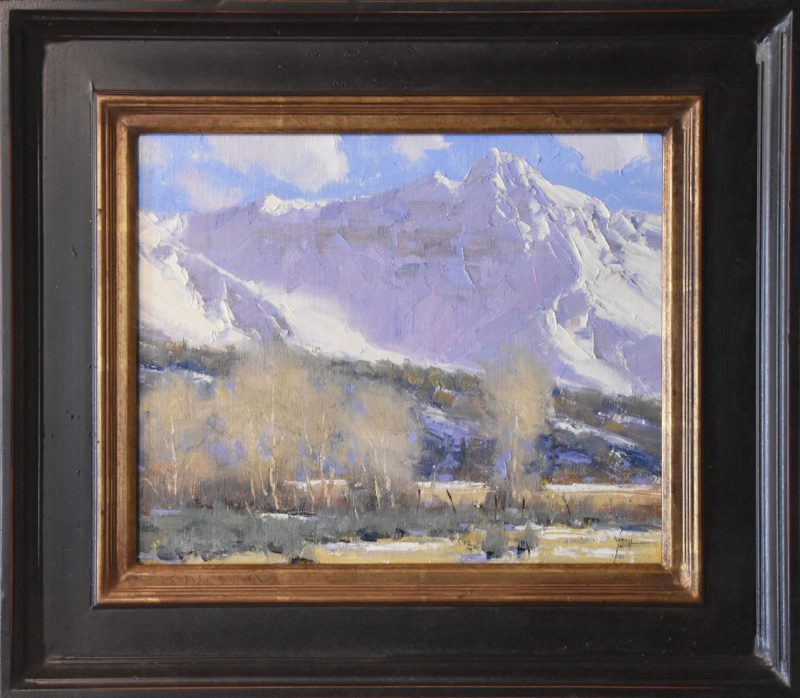 Dan Young Spring Weather snow mountain Colorado landscape oil painting framed