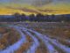 Dan Young The Road Home tire tracks in snow trees Colorado landscape oil painting