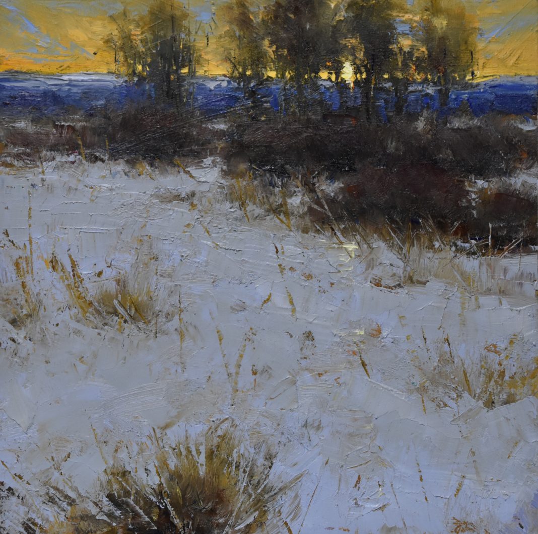 Dan Young Winter Morning snow trees Colorado landscape oil painting