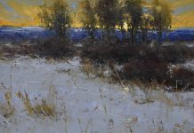 Dan Young Winter Morning snow trees Colorado landscape oil painting