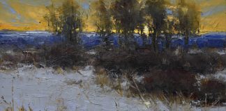 Dan Young Winter Morning snow trees Colorado landscape oil painting