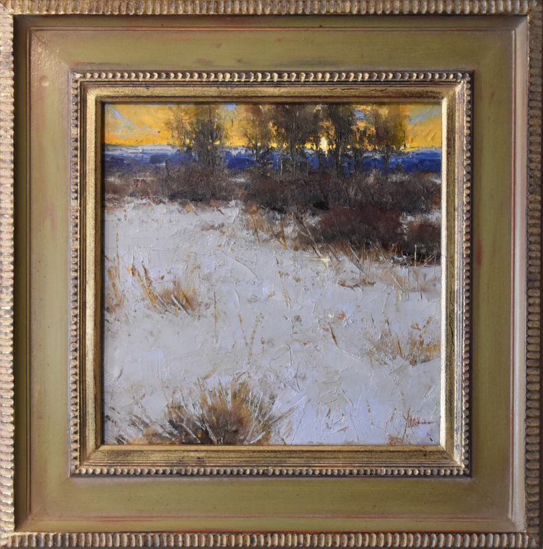 Dan Young Winter Morning snow trees Colorado landscape oil painting framed