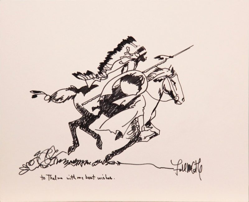 Frank McCarthy Native American Indian horse charging western drawing