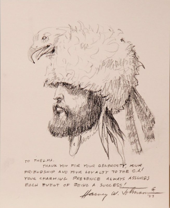 Harvey Johnson trapper mountain man pencil western drawing