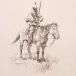 Howard Terpning drawing Native American Indian horse gun rifle pencil drawing