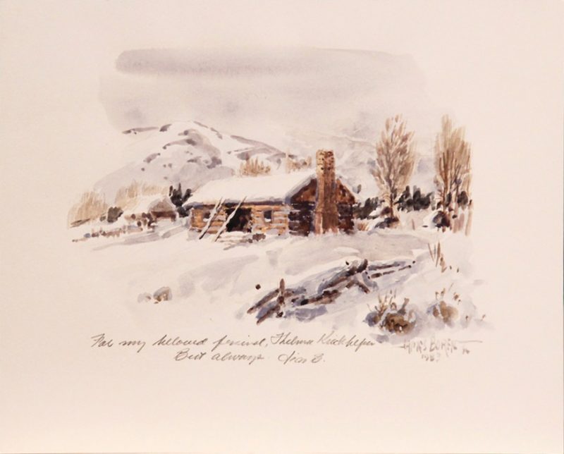 James Boren watercolor cabin western painting