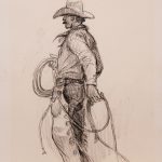 Joe Beeler pencil drawing cowboy lasso rope western pencil drawing