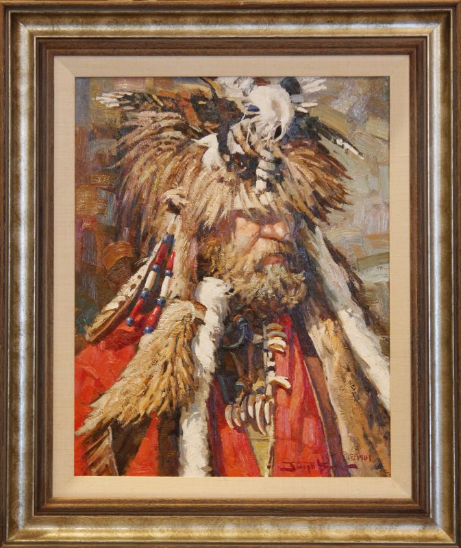 Joseph Bohler Gros Ventre Mountain Man trapper western oil painting framed