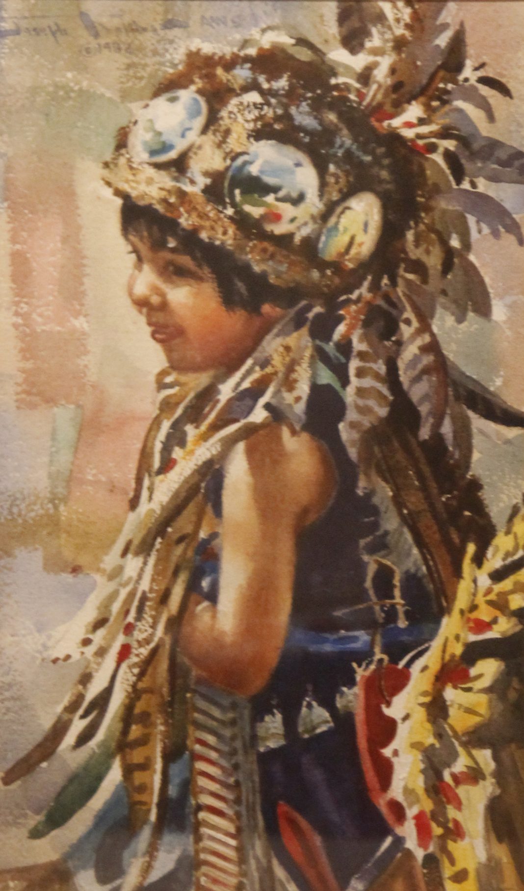 Joseph Bohler Little Indian Girl Native American watercolor painting