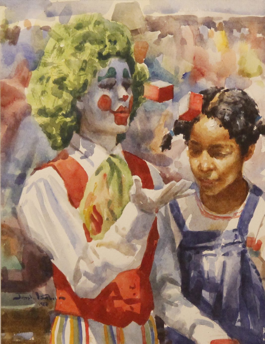 Joseph Bohler The Town Clown watercolor painting