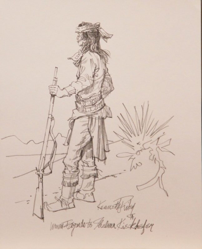 Ken Riley Native American Indian rifle gun western drawing