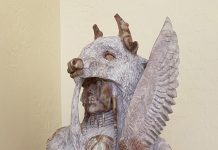 Alvin Marshall Great White Buffalo Native American Indian alabaster stone sculpture western close