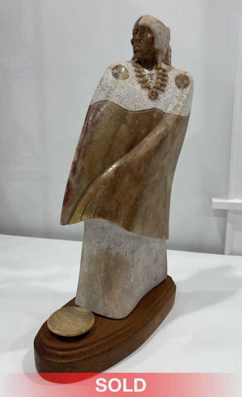 Alvin Marshall Shaman Native American Indian stone alabaster sculpture western side sold