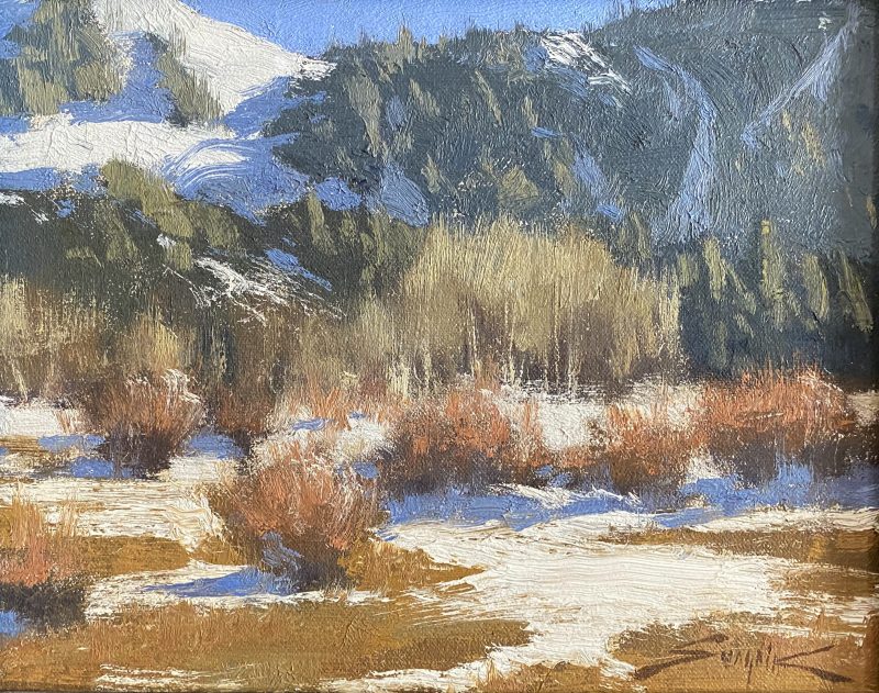 Gabor Svagrik Tapestry Of Patterns snow trees bush brush mountains western landscape oil painting