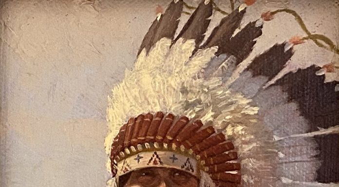 Steven Lang Two Bears Native American Indian chief portrait western oil painting