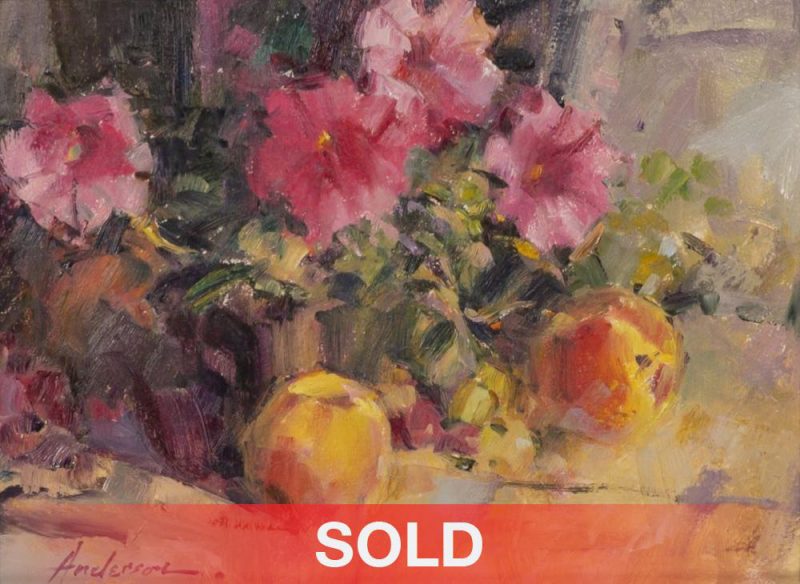 Carolyn Anderson Fruit And Flowers stillife still life floral impressionistic oil painting