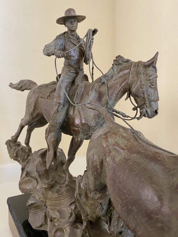 Curt Mattson The Reata Master cowboy roping horse equine western bronze sculpture close up