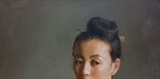 Jie Wei Zhou Morning Contemplation woman girl female portrait Asian Chinese China oil painting