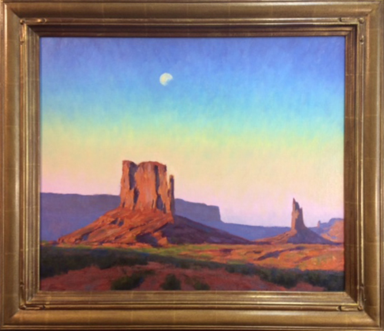 Lorenzo Chavez Moonrise At Dusk Monument Valley Arizona Utah moon western oil painting framed