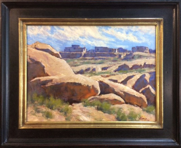 Lorenzo Chavez Third Mesa Arizona Native American civilization village architecture western oil painting framed