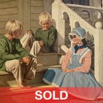 Ken Freeman Sunday Morning girl boy children Sunday best church worship figure figurative western oil painting sold