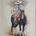 Mark Kohler Reload At Battle Mountain caballero cowboy horse rope equine western watercolor painting