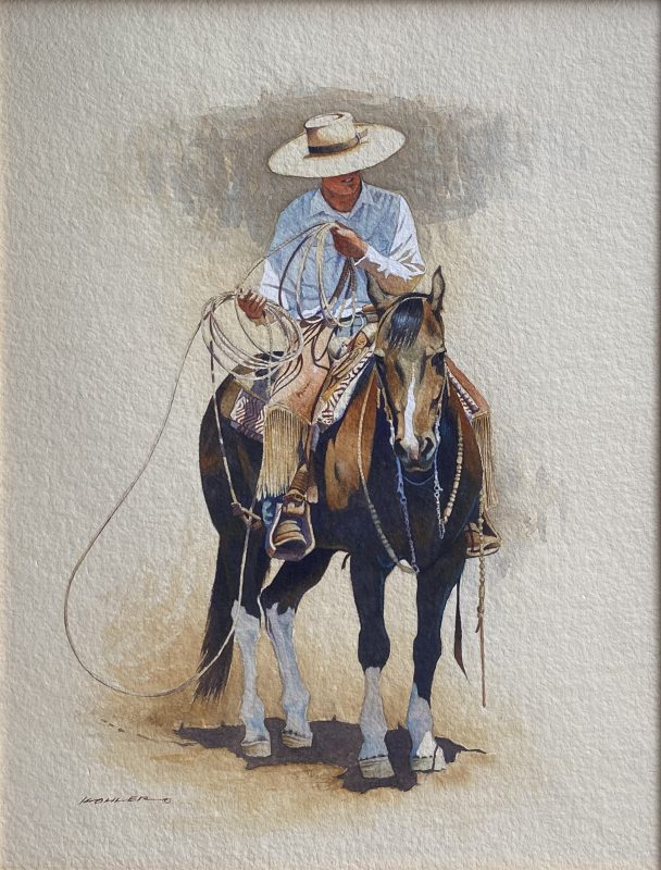 Mark Kohler Reload At Battle Mountain caballero cowboy horse rope equine western watercolor painting
