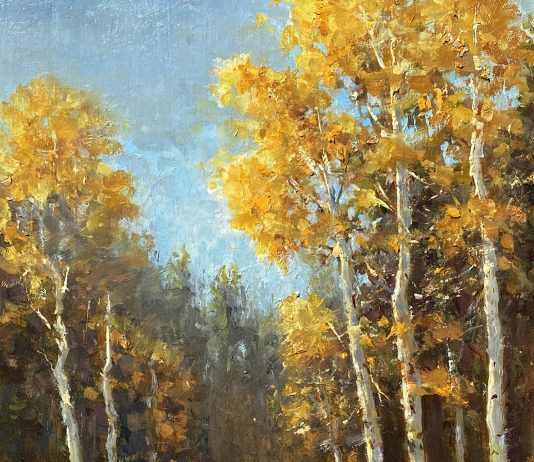 R.A. Dick Heichberger Aspen Sun Arizona high mountain landscape oil painting
