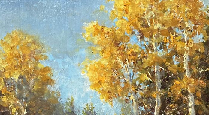 R.A. Dick Heichberger Aspen Sun Arizona high mountain landscape oil painting