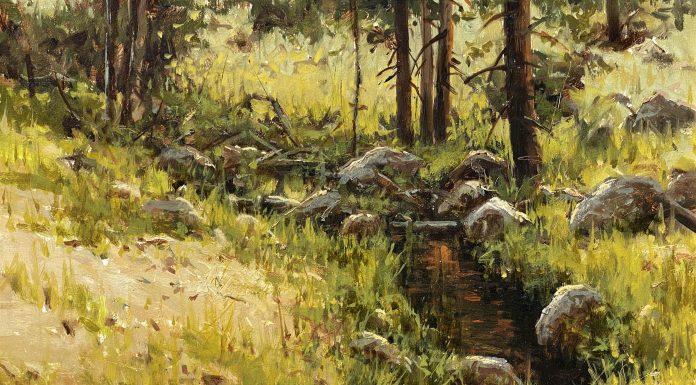 R.A. Dick Heichberger Deer Springs high mountain stream river brook Arizona landscape oil painting