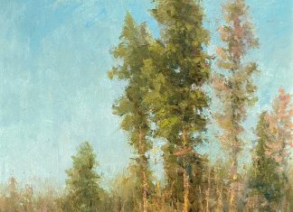 R.A. Dick Heichberger Late Summer trees high mountain Arizona landscape oil painting
