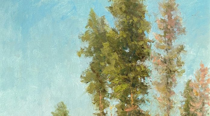 R.A. Dick Heichberger Late Summer trees high mountain Arizona landscape oil painting