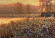 R.A. Dick Heichberger Morning Light moose wildlife oil painting landscape