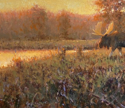 R.A. Dick Heichberger Morning Light moose wildlife oil painting landscape