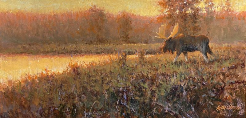 R.A. Dick Heichberger Morning Light moose wildlife oil painting landscape