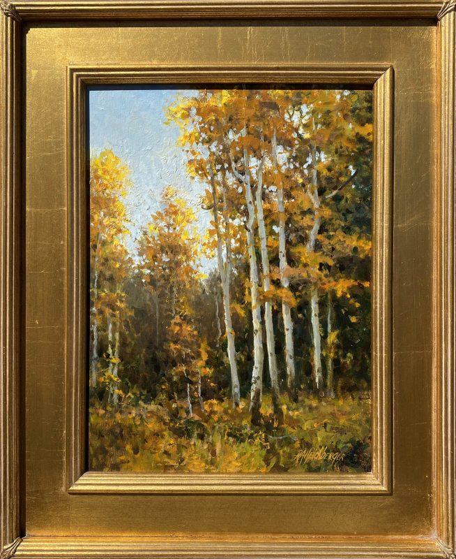 R.A. Dick Heichberger Shady Side Cottonwood Aspen trees Northern Arizona landscape oil painting framed