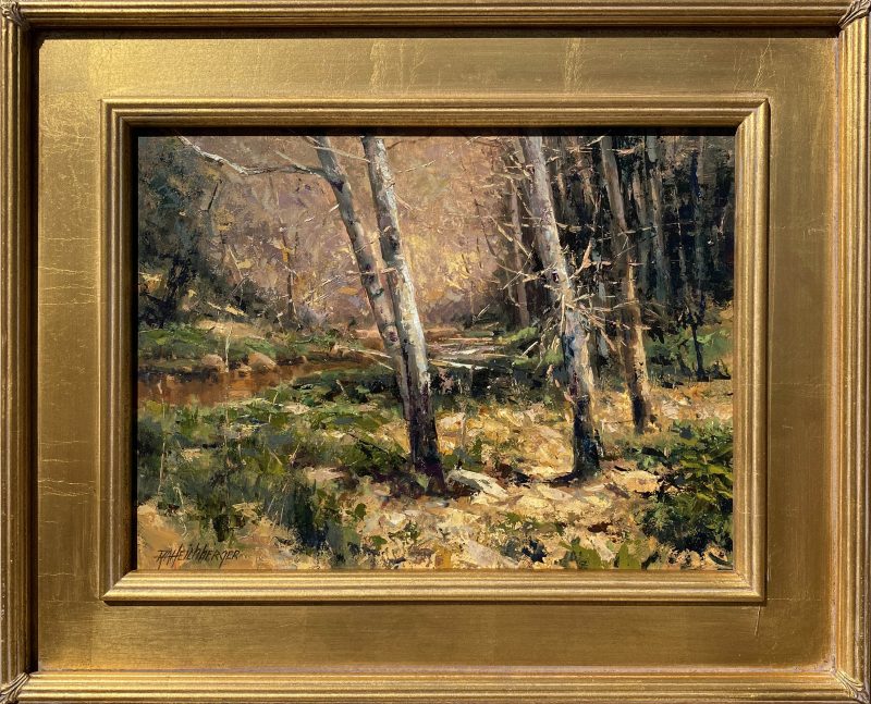 R.A. Dick Heichberger Spring Comes To The Verde trees stream river brook western landscape oil painting Arizona framed