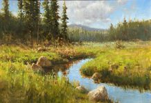 R.A. Dick Heichberger Spring Meadow high mountain stream river brook Arizona landscape oil painting