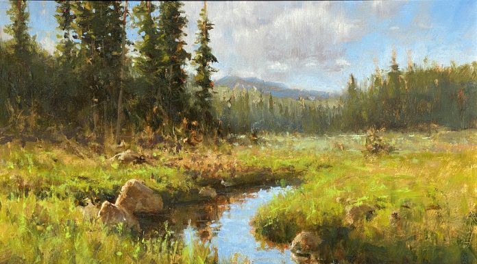 R.A. Dick Heichberger Spring Meadow high mountain stream river brook Arizona landscape oil painting