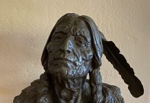 Ed Fraughton Age With Honor bronze sculpture Native American Indian elder chief warrior western figure man
