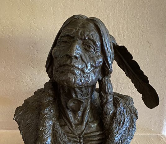 Ed Fraughton Age With Honor bronze sculpture Native American Indian elder chief warrior western figure man