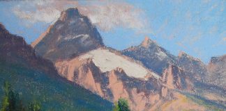 Lorenzo Chavez Grand Teton From Taggart Lake Jackson Hole Wyoming Grand Teton National Park mountain lake trees forest western oil pastel painting