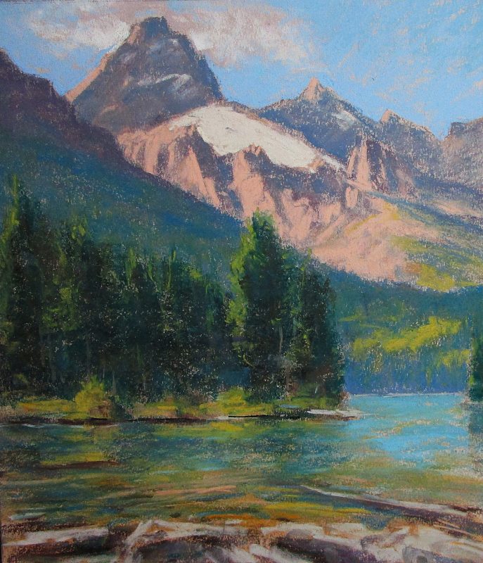 Lorenzo Chavez Grand Teton From Taggart Lake Jackson Hole Wyoming Grand Teton National Park mountain lake trees forest western oil painting