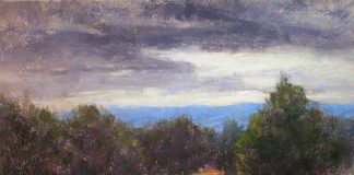 Lorenzo Chavez High Desert Afternoon western landscape oil pastel painting road path trail