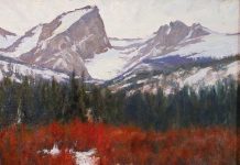 Lorenzo Chavez Spring Rocky Mountains snow high mountain winter western oil painting