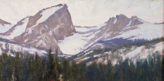 Lorenzo Chavez Spring Rocky Mountains snow high mountain winter western oil painting