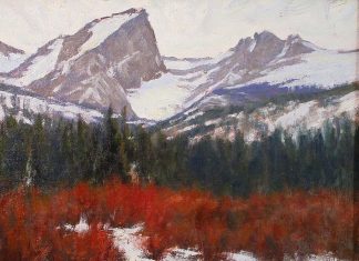 Lorenzo Chavez Spring Rocky Mountains snow high mountain winter western oil painting