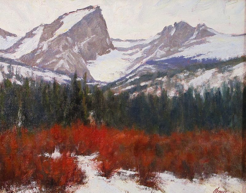 Lorenzo Chavez Spring Rocky Mountains snow high mountain winter western oil painting