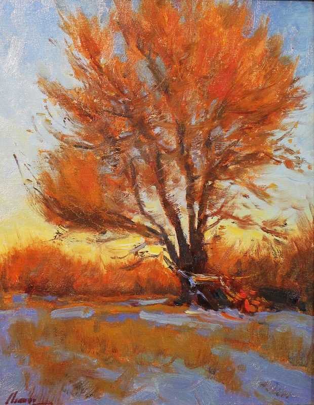 Lorenzo Chavez Tree Study winter spring snow fall foliage western oil painting 