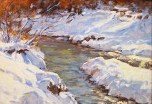 Lorenzo Chavez Winter Stream river brook snow cold western oil painting